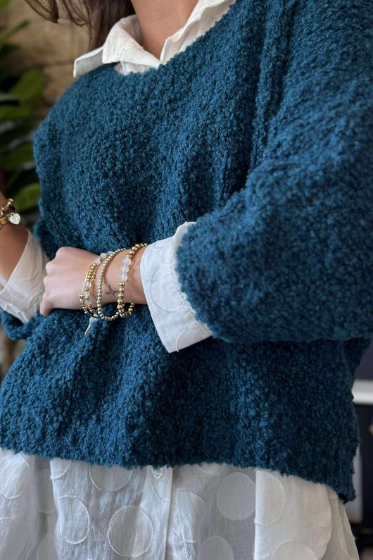 Hygge Boucle Slouch Knit Teal /23=